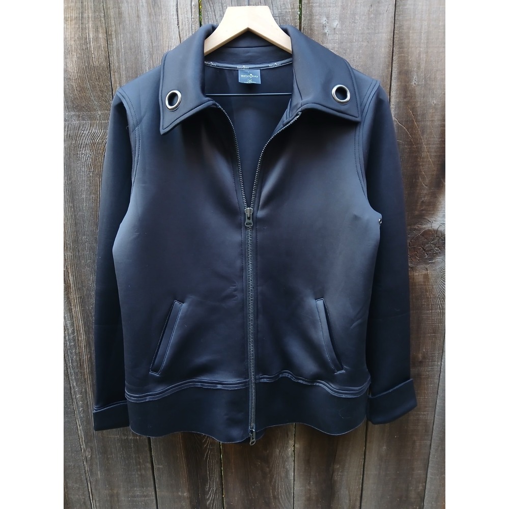 Belyn Key Womens‎ Smooth Sleek Grommet Jacket Jet Black Med
